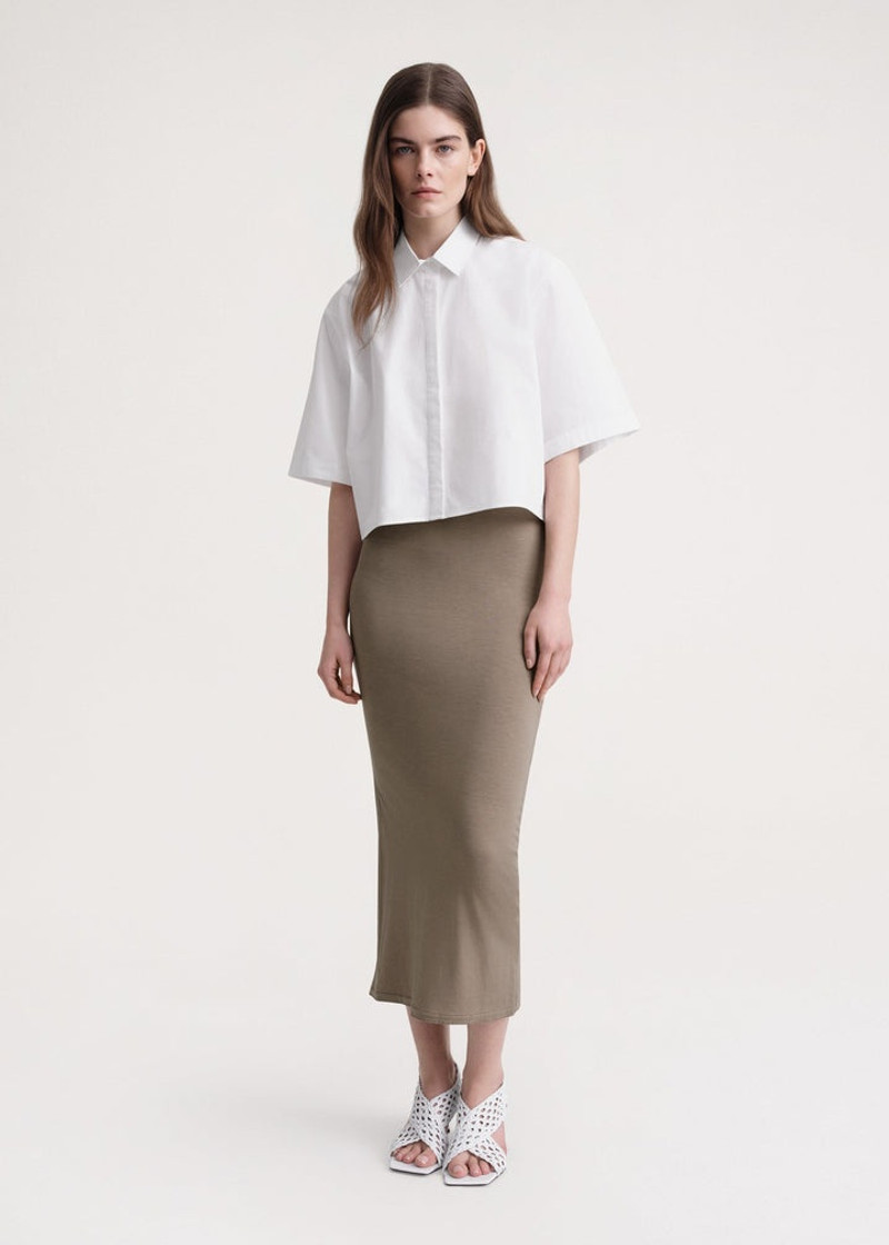 Totême Side-slit jersey skirt dark taupe outlook