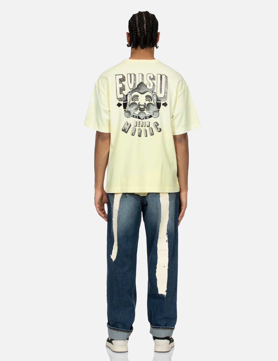 Ecru Brushstroke Daicock Loose Fit Jeans - 4