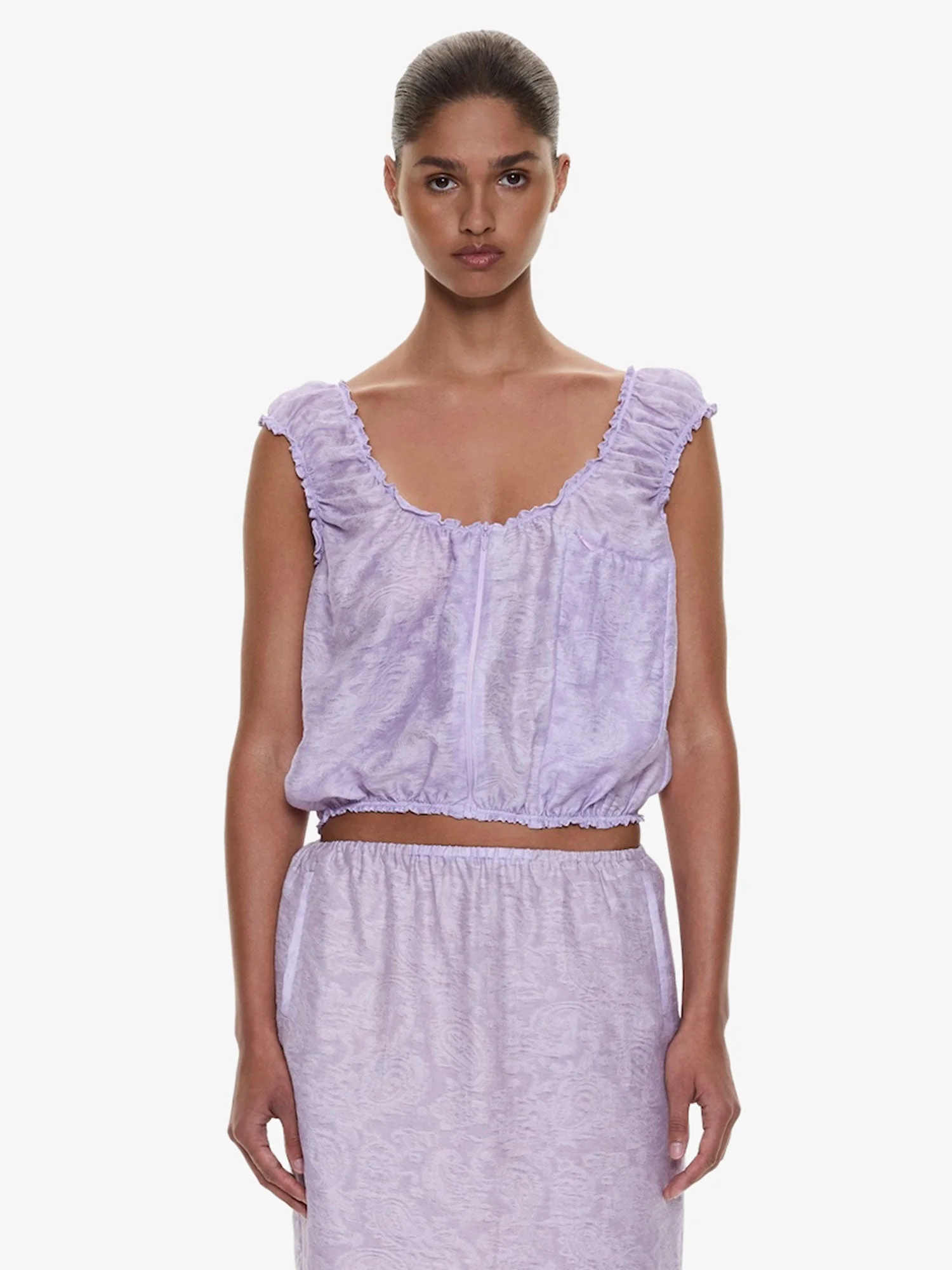 Light Leak Jacquard Zip Up Top - 1