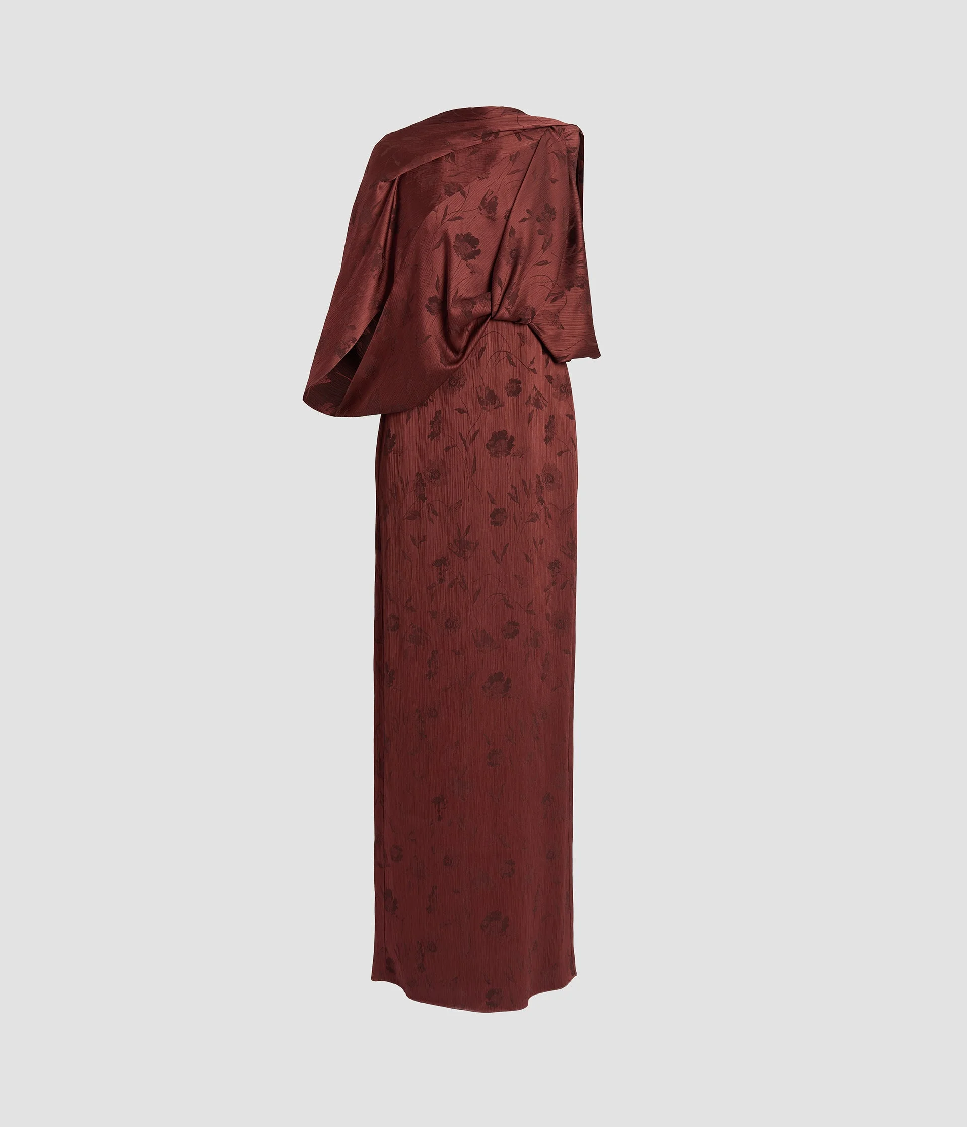 FLORAL CREPONNE JACQUARD DRAPE GOWN - 1