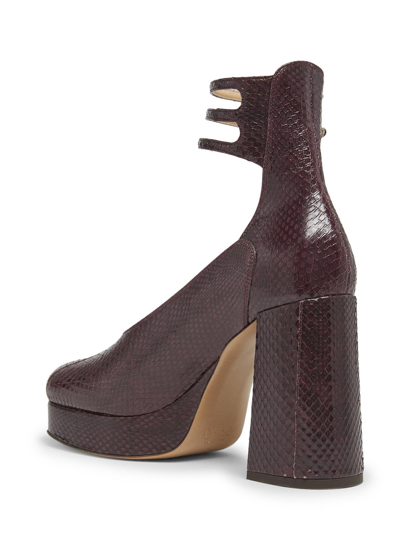 Women's Loti 100MM Snakeskin-Embossed Leather Platform Pumps - Evening Purple 3