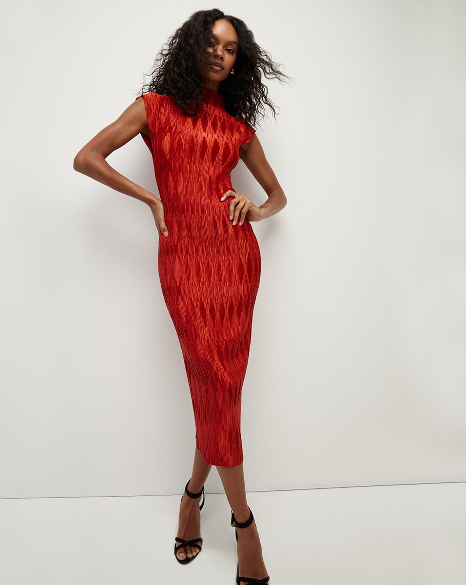 GRAMERCY PLEATED SATIN DRESS - 2