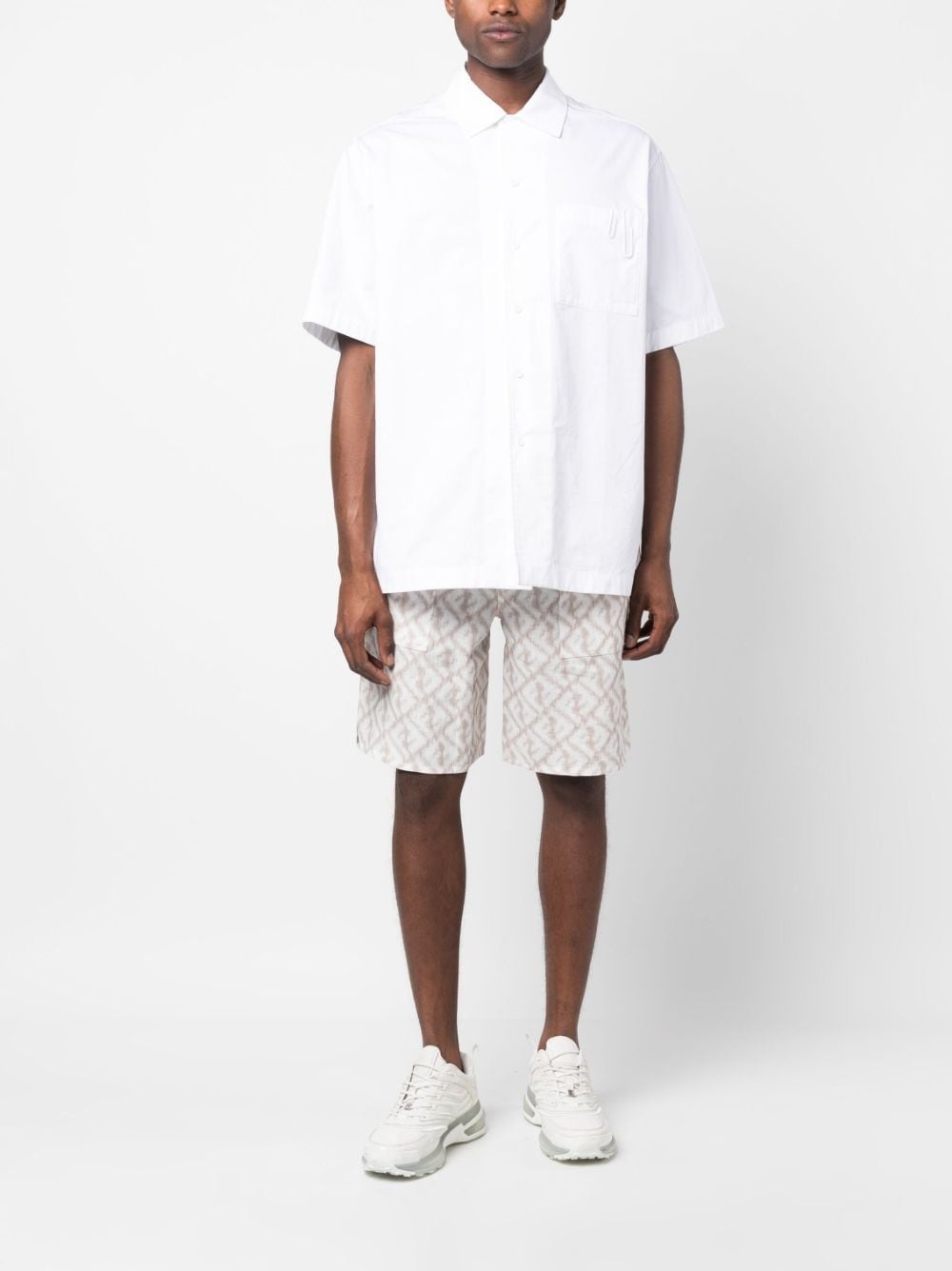 abstract-print linen shorts - 2