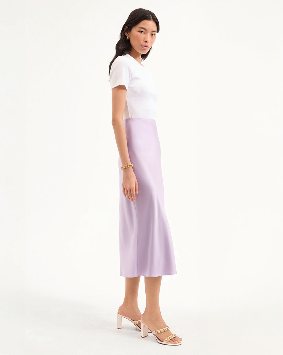 CLOVER STRETCH-SILK SLIP SKIRT - 4