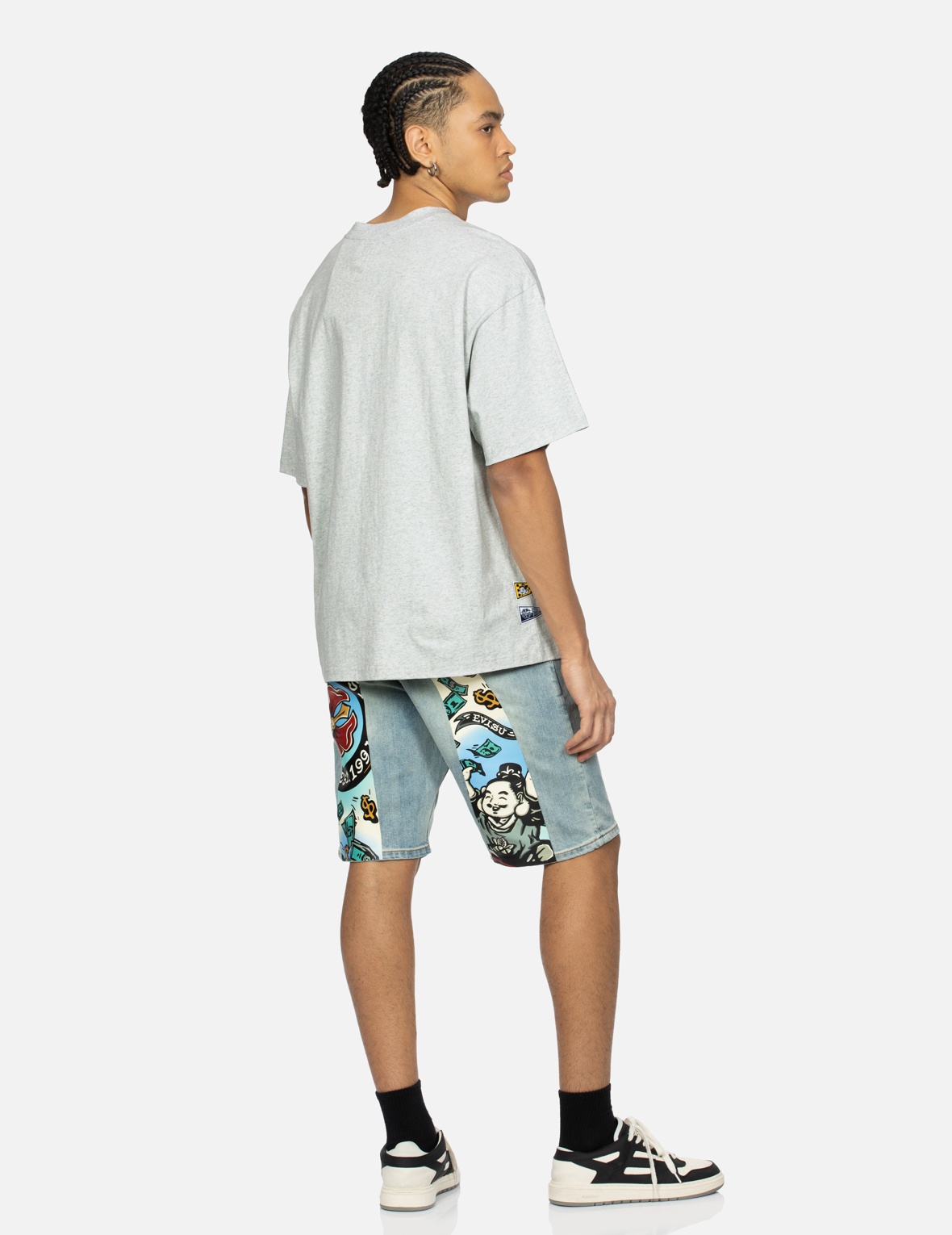 PLAYFUL GODHEAD DAICOCK PRINT REGULAR FIT DENIM SHORTS - 3