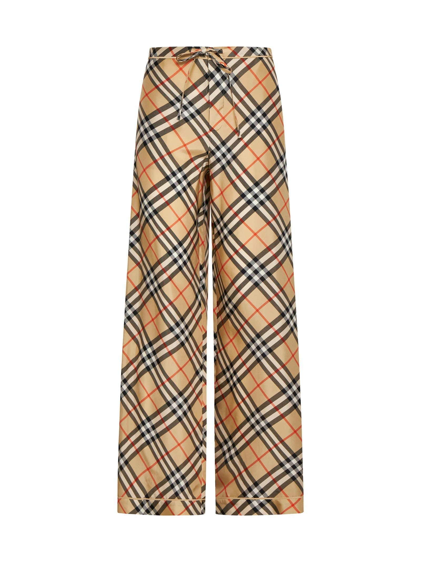 Burberry Women Check Print Silk Trousers - 1