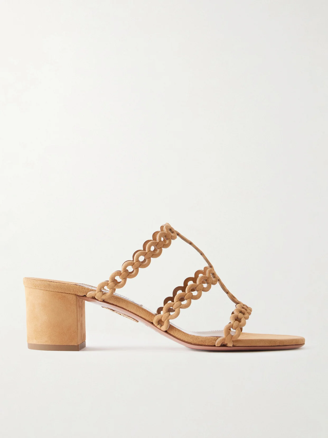 Infinity Chain Perforated Suede Mules - 1