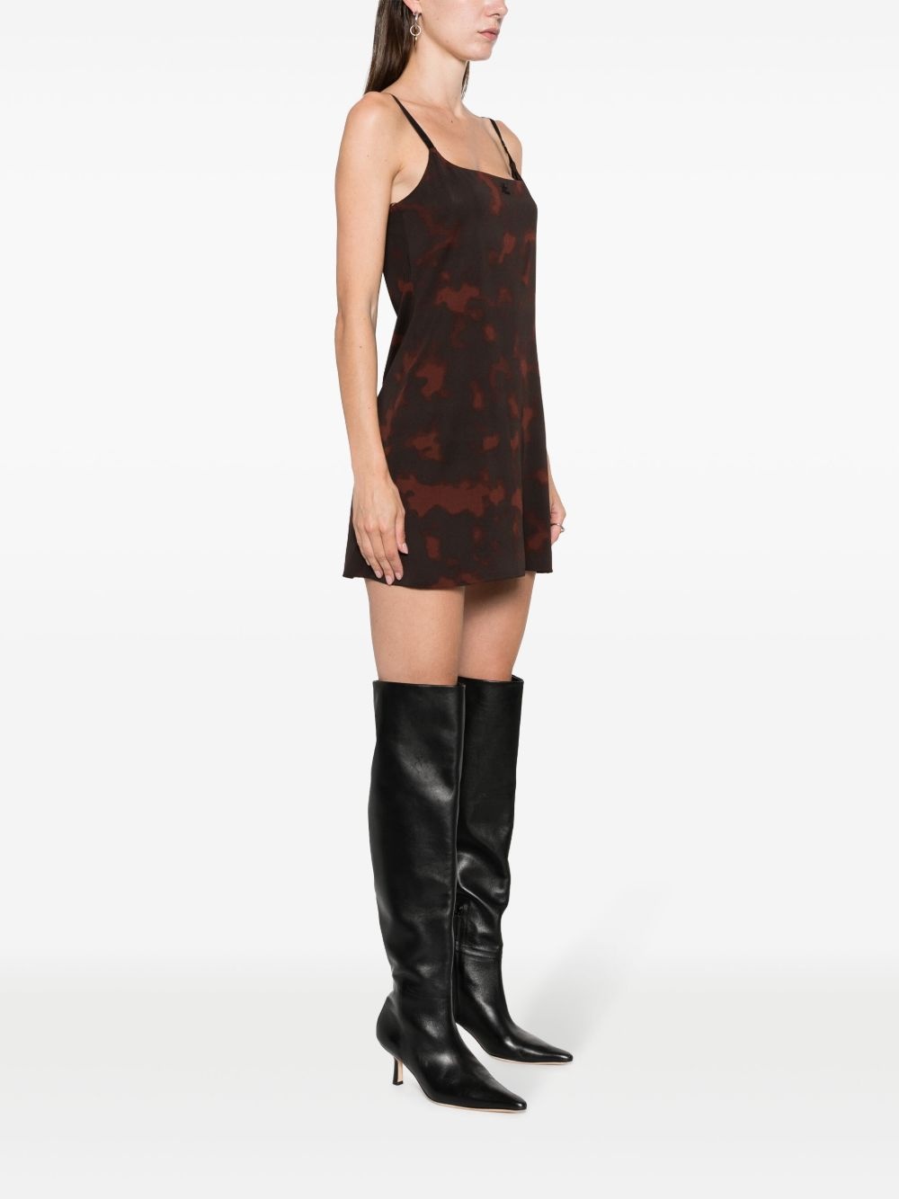 tortoiseshell effect sleeveless mini dress - 3