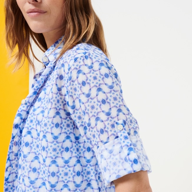 Women Cotton Shirt Dress Ikat Medusa - 4
