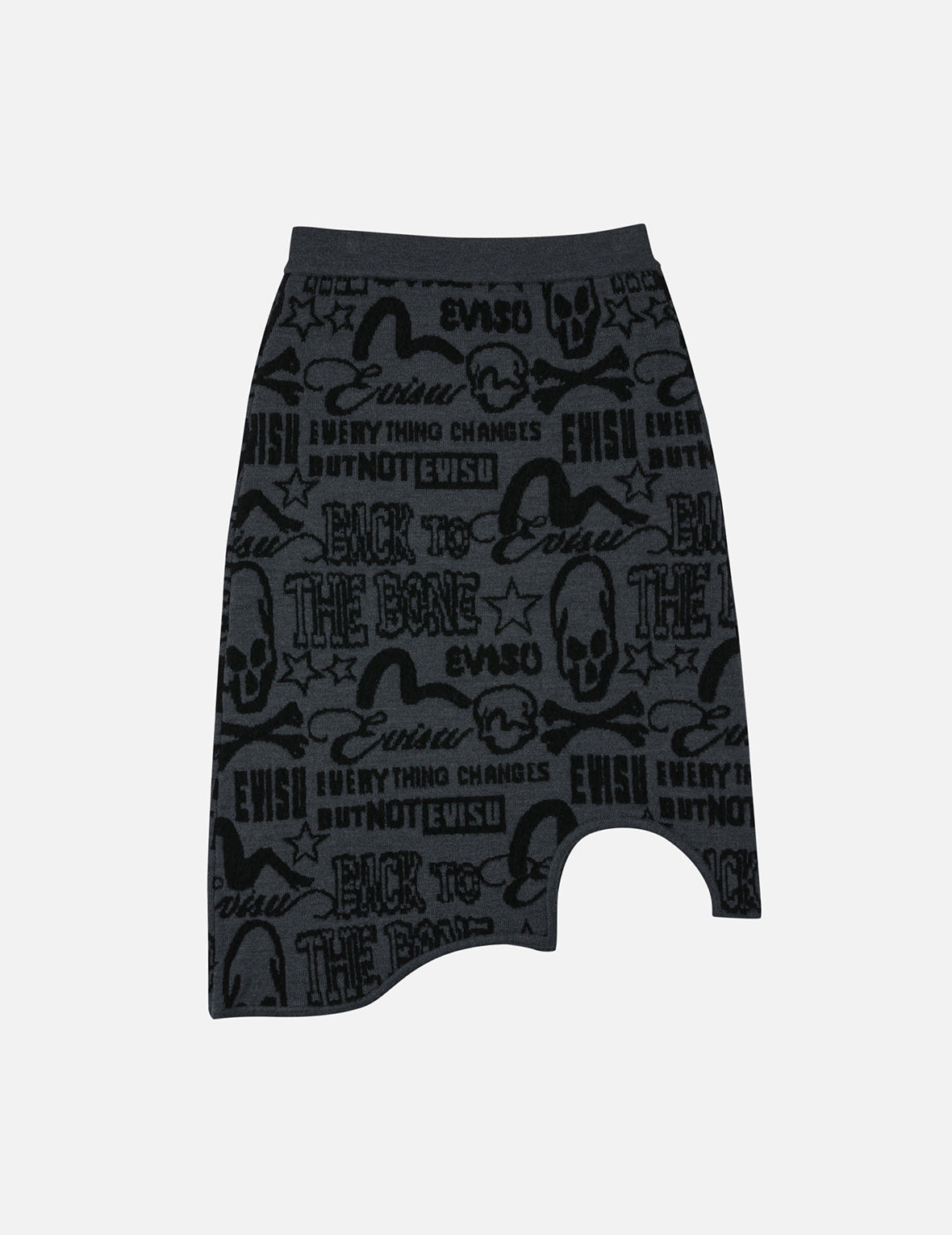 Allover EVISU Jacquard Fashion Fit Distressed Knitted Skirt - 4