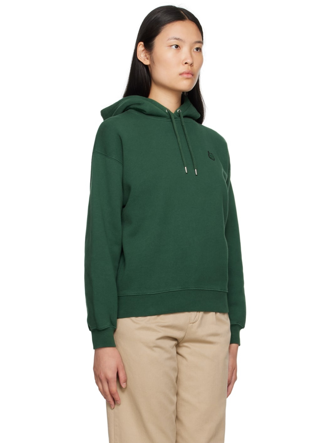 Green Bold Fox Head Hoodie - 2