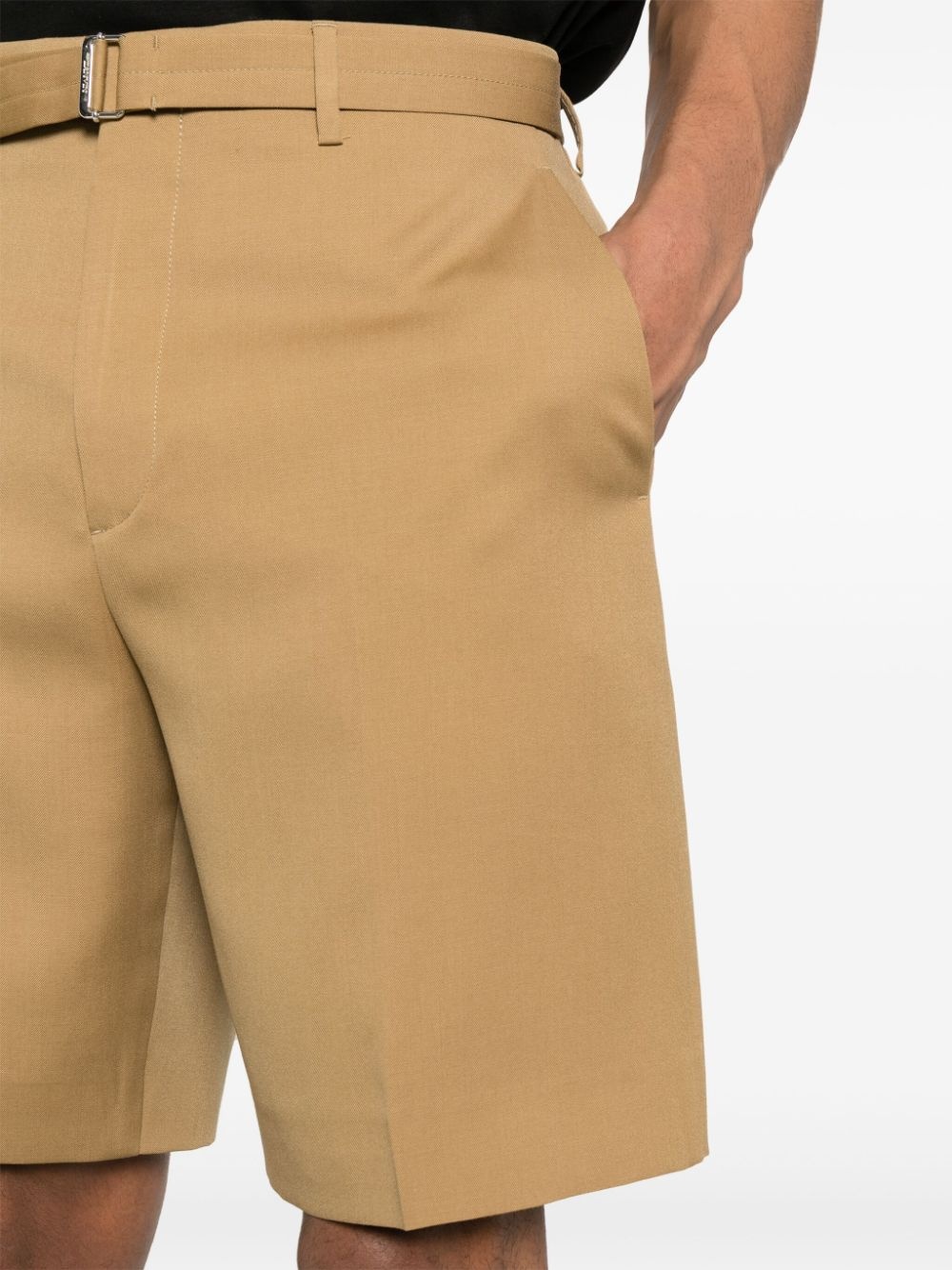 pressed crease wool shorts - 5