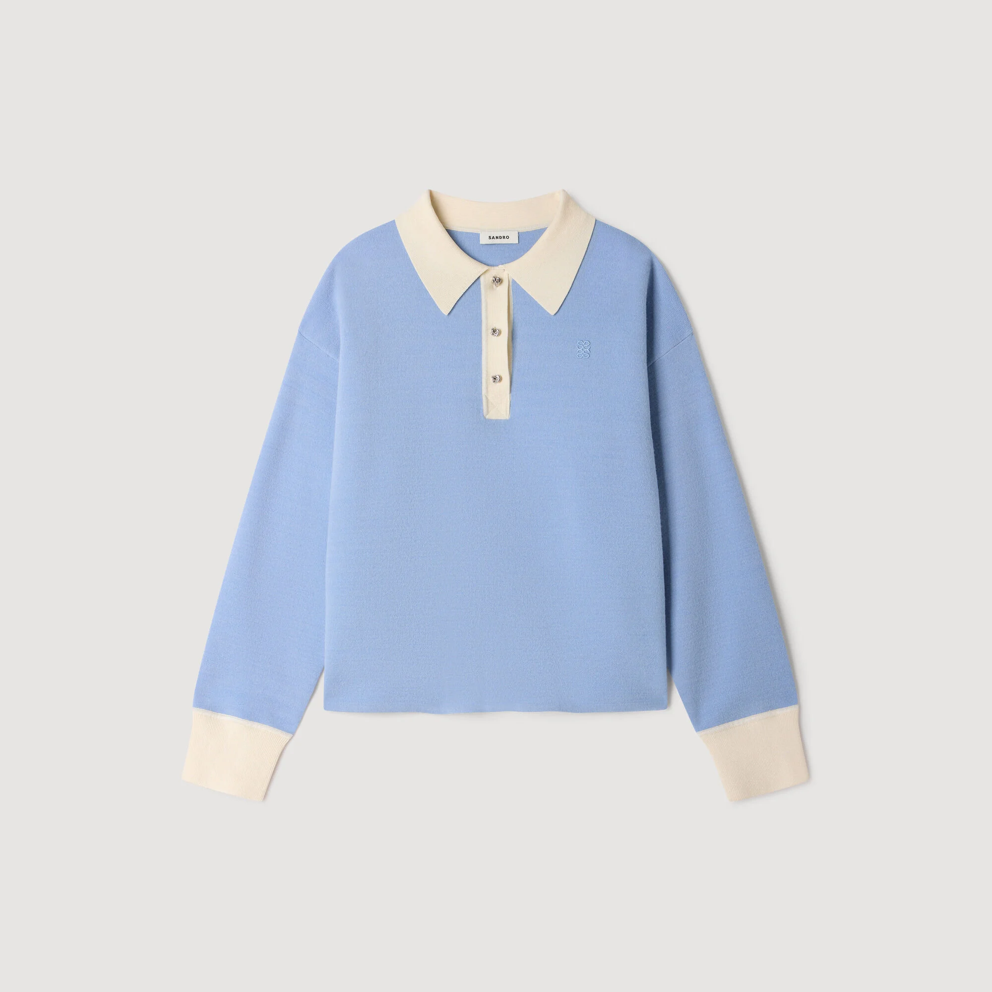 TWO-TONE WOOL POLO SWEATER - 1