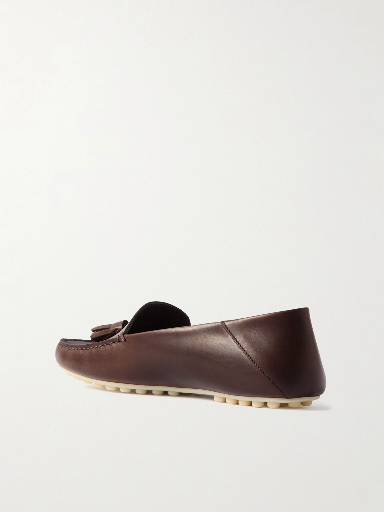 Tasseled leather collapsible-heel loafers Dark brown - 3
