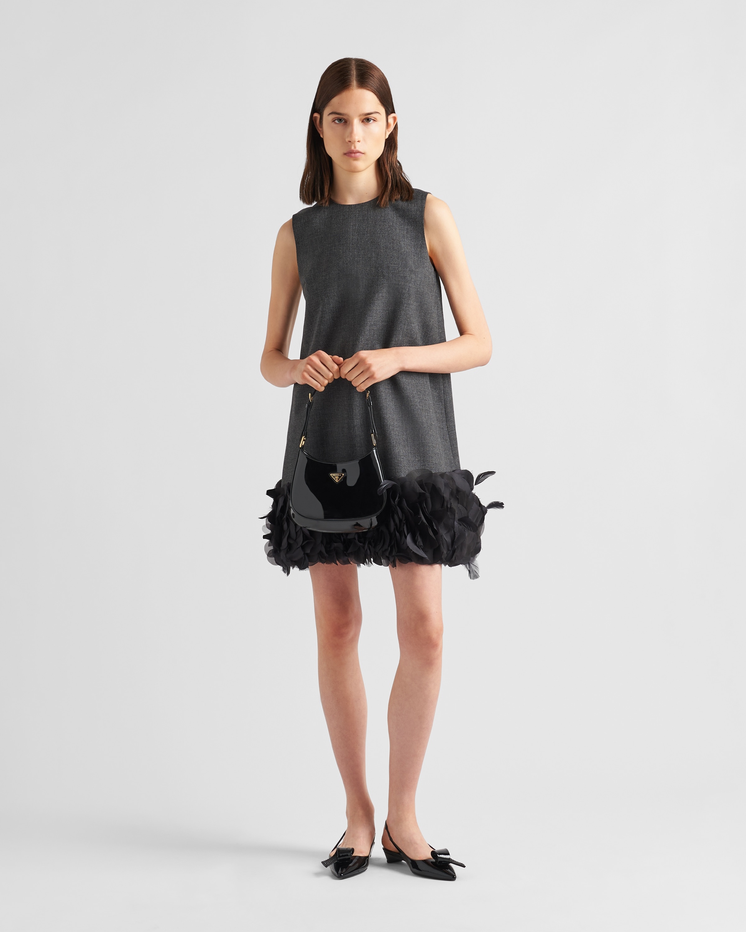 【プラダ・PRADA】Embroidered wool mini-dress Prada Embroidered wool mini-dress | REVERSIBLE