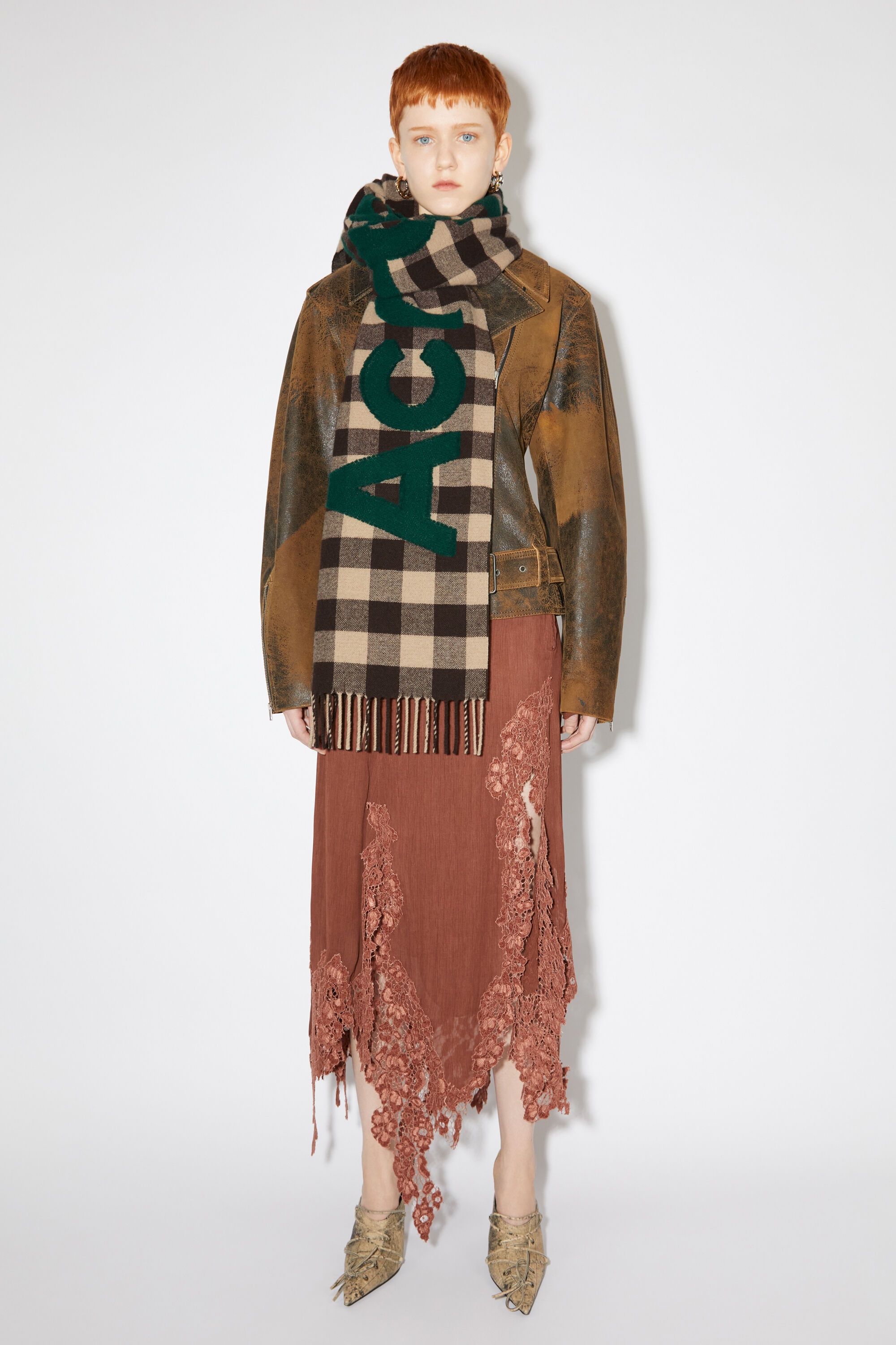 Check logo scarf - Brown/green - 2