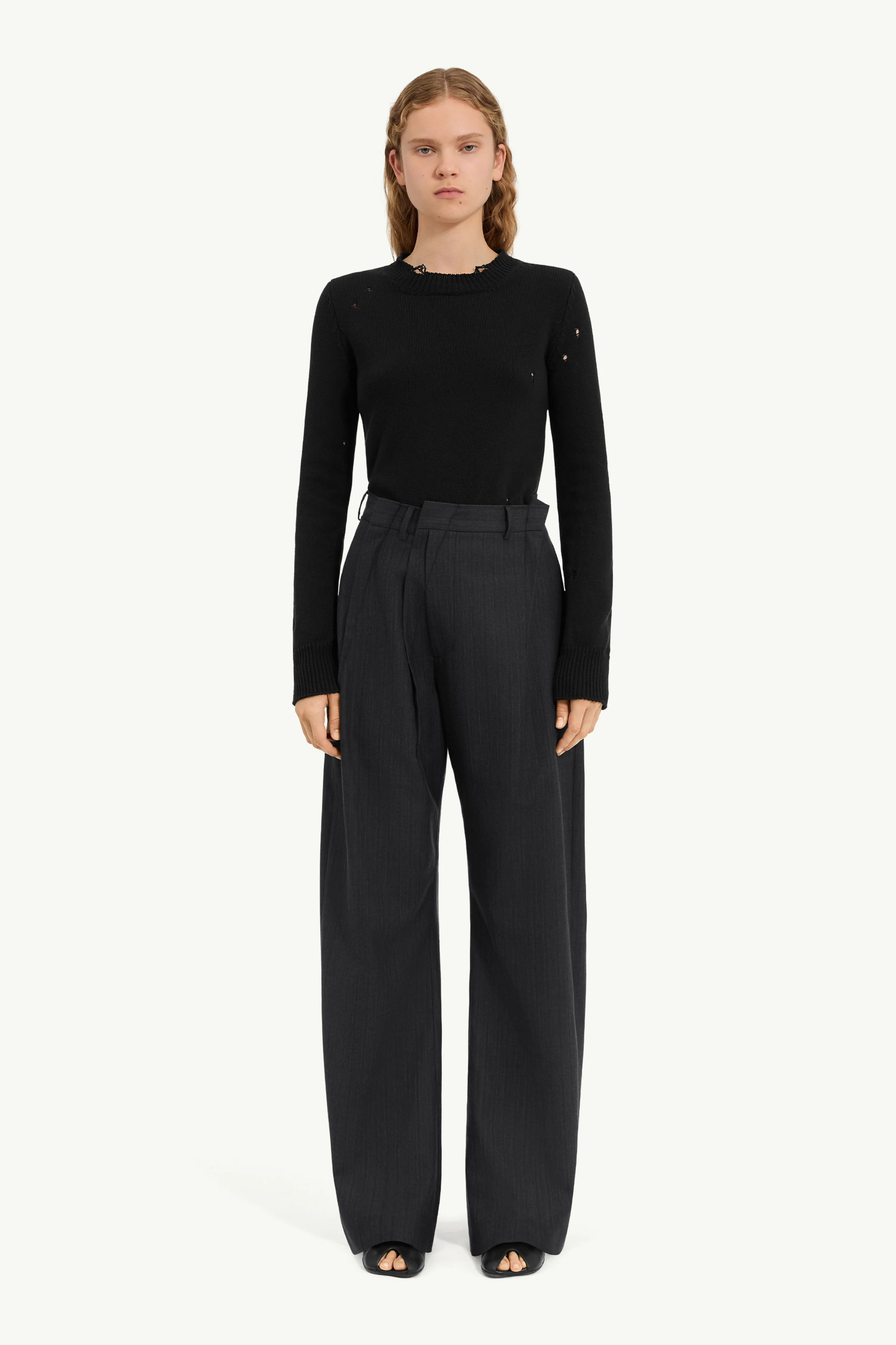 Pinstripe wool trousers - 1