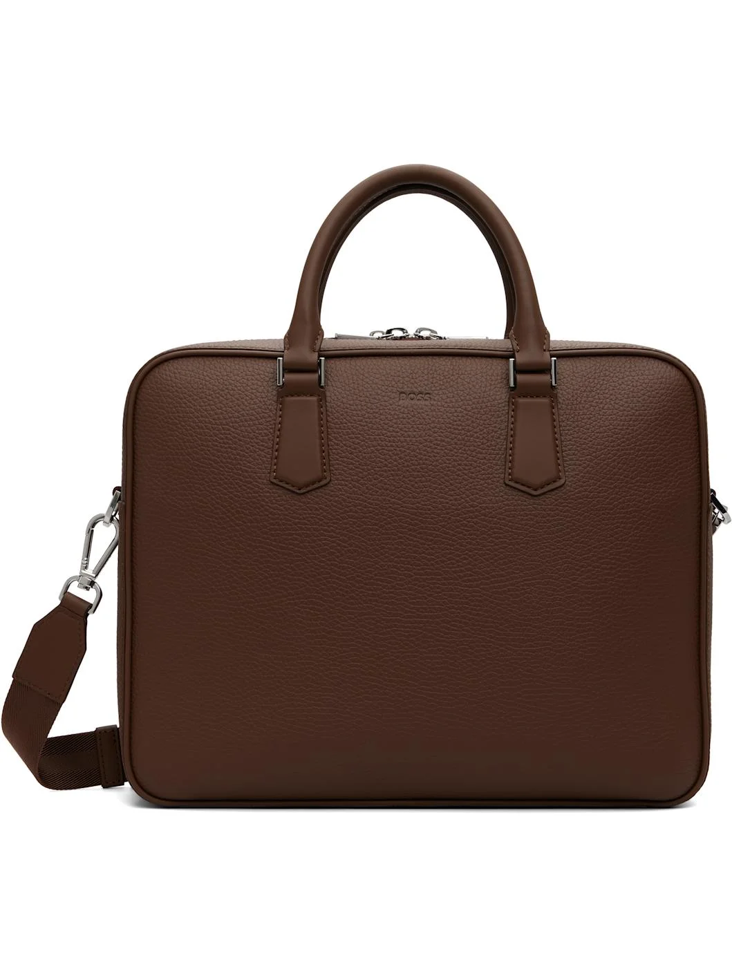 Brown Grained Leather Briefcase - 1
