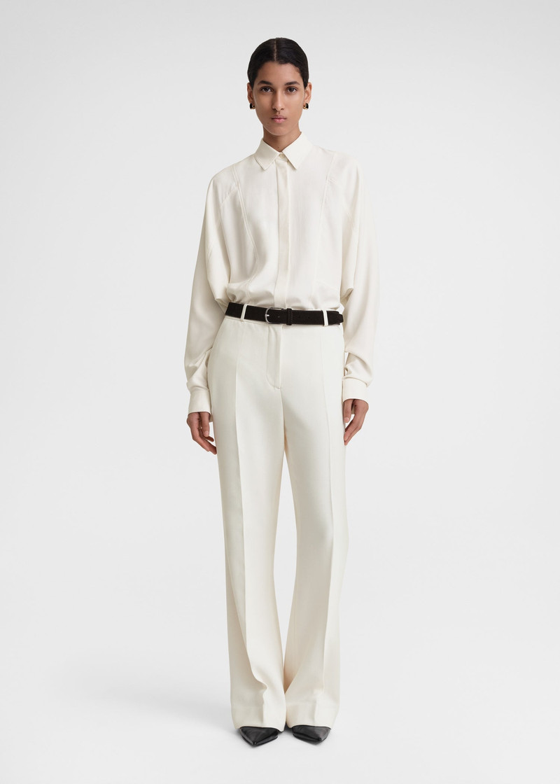 Totême Flared evening trousers macadamia outlook