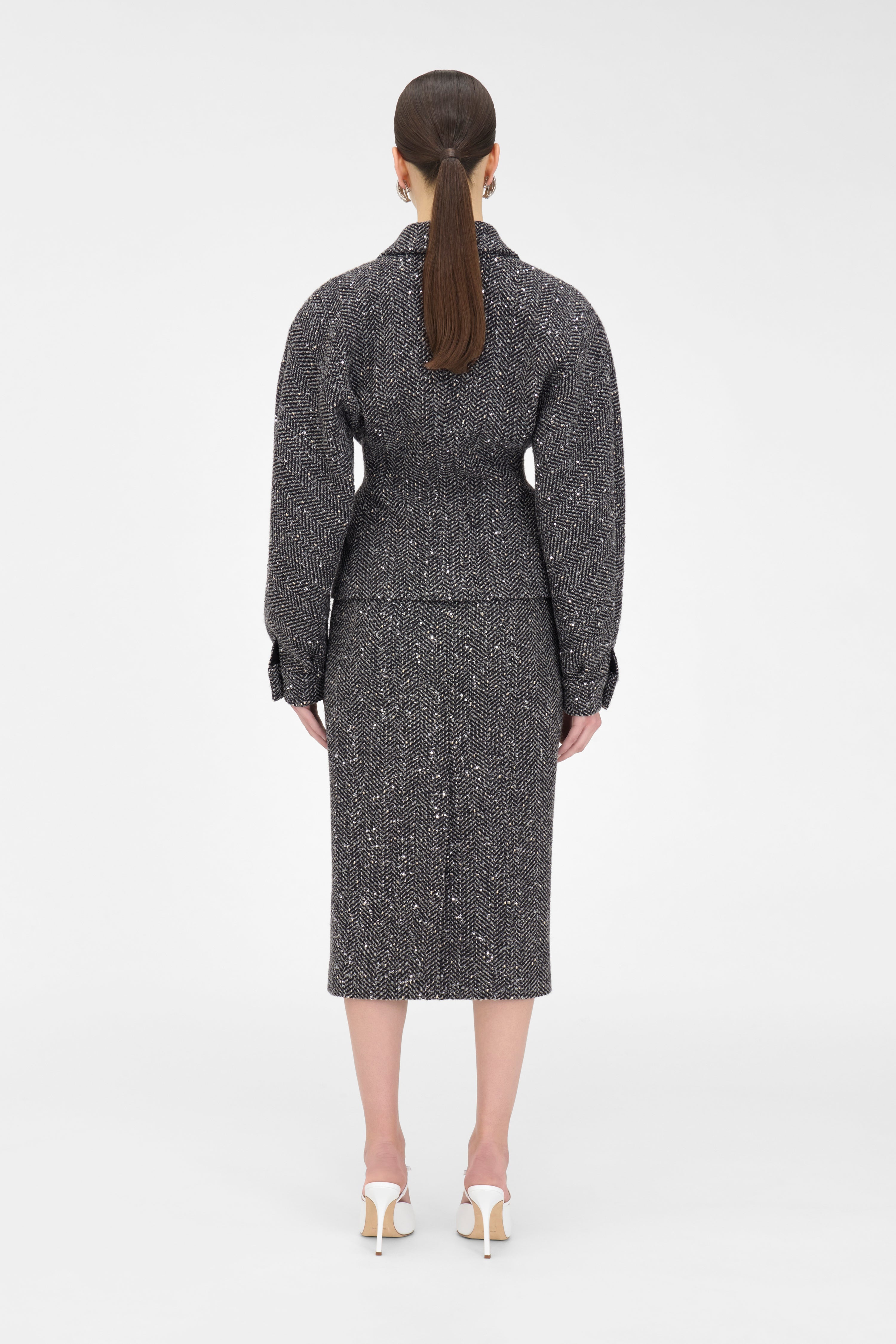 SEQUIN TWEED MIDI SKIRT - 4