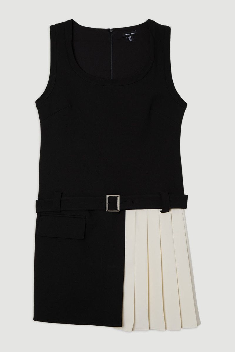 Compact Stretch Pleated Skirt Mini Dress 4