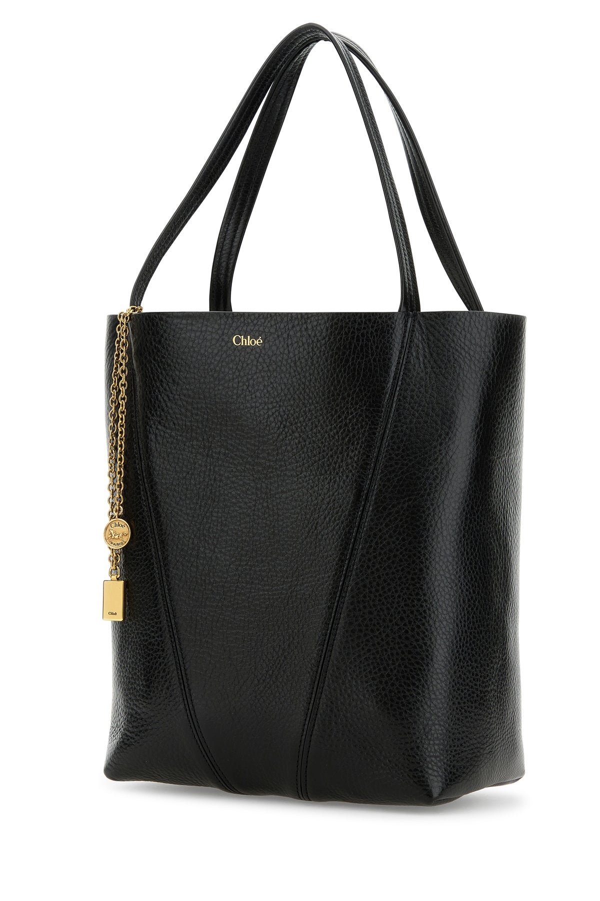 Black leather Spin shopping bag - 2