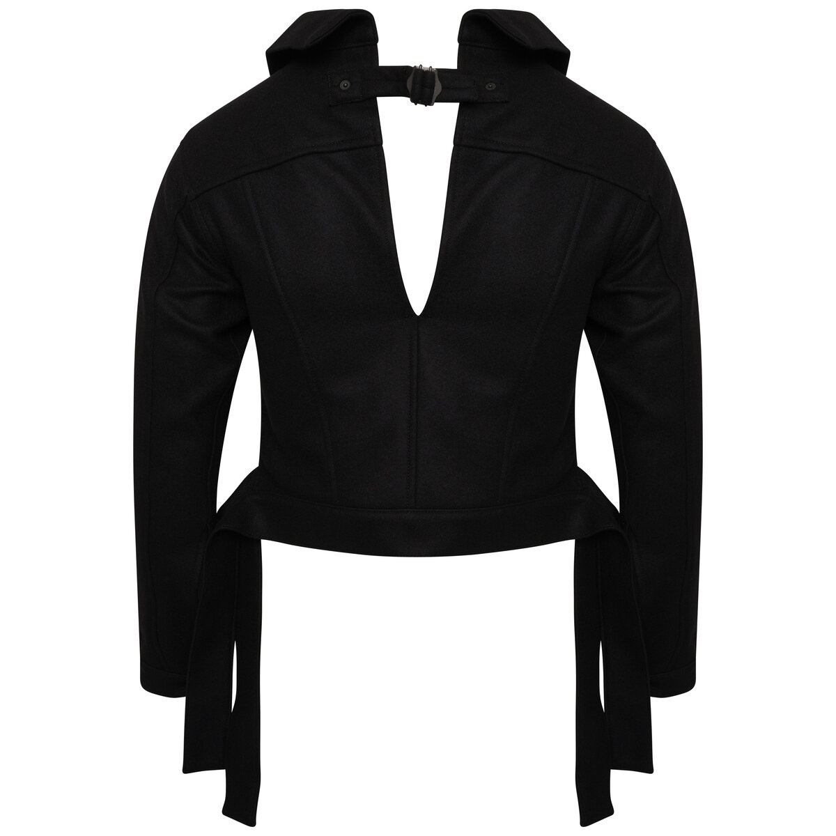 Wool Trucker Jacket in Black - 3