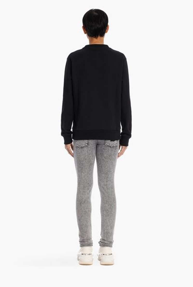 Black and white cotton sweatshirt with flocked white Balmain logo 3