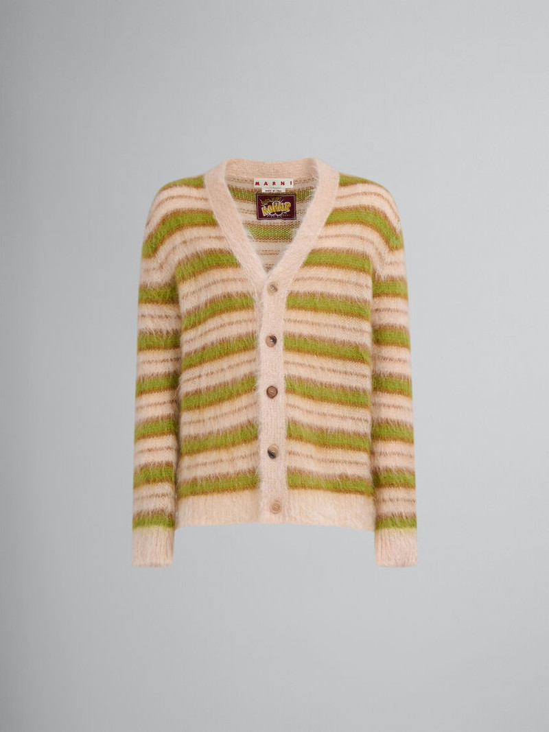 CAMEL STRIPED MOHAIR CARDIGAN 1