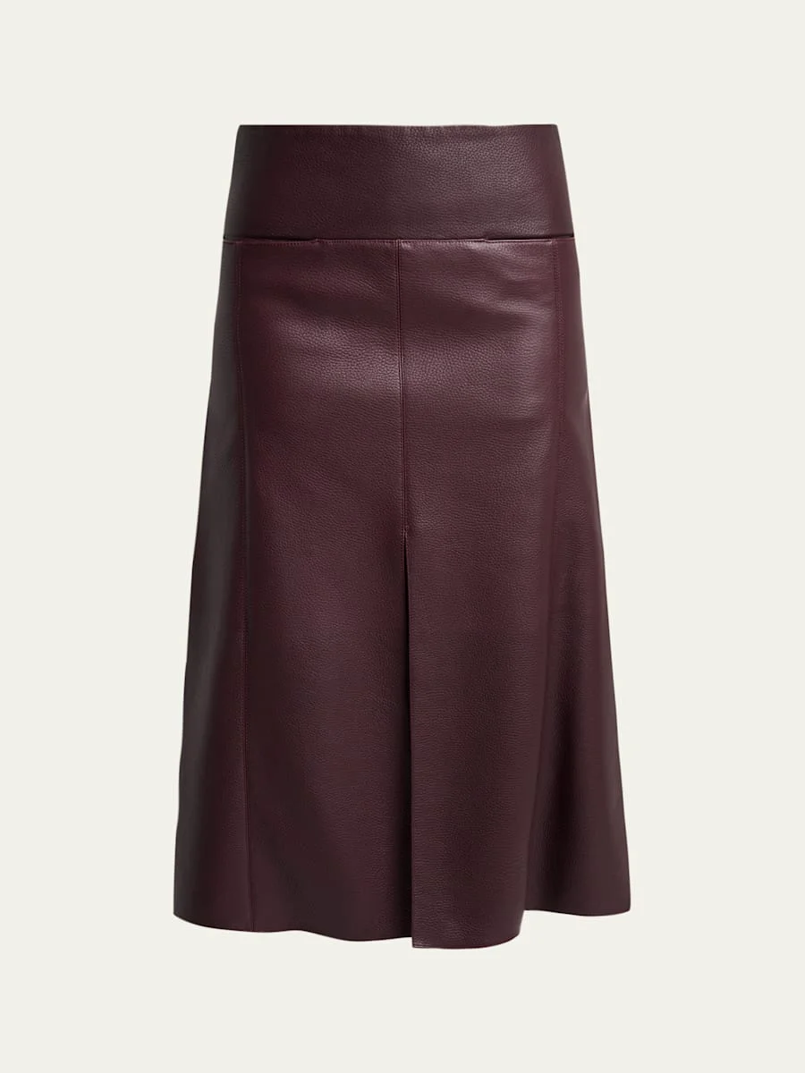 Leather Slit Midi Skirt - 1