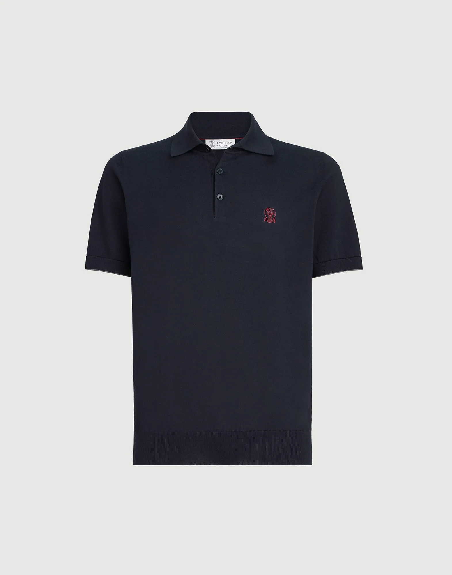 Cotton lightweight knit polo shirt with logo - 1
