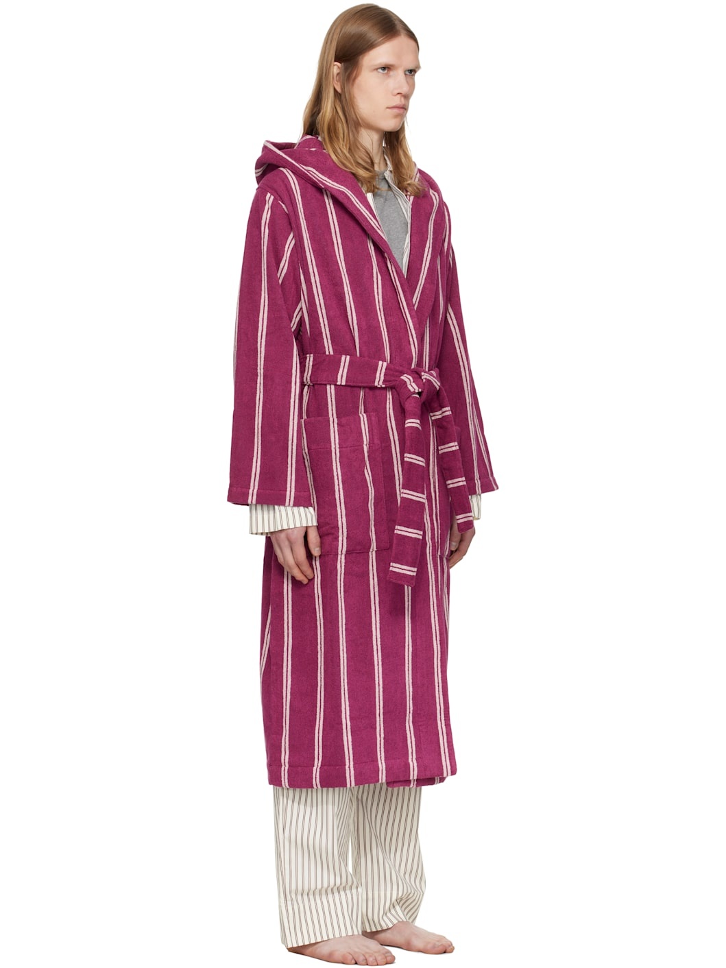 Burgundy Terry Hooded Bathrobe - 2