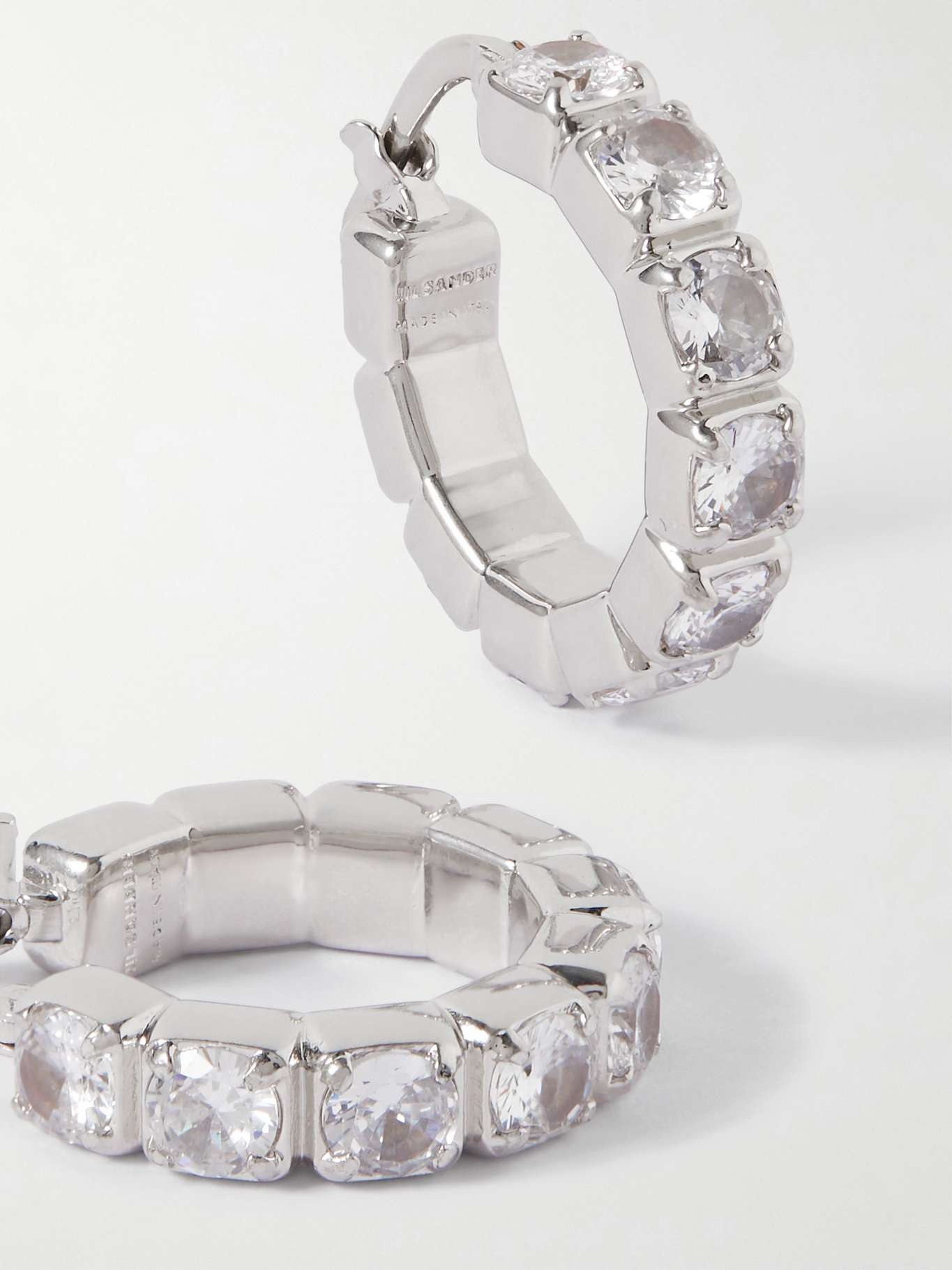 Silver-tone crystal hoop earrings - 4