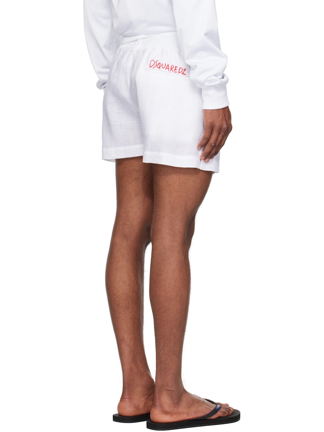 White Summer Lovers Linen Shorts - 3