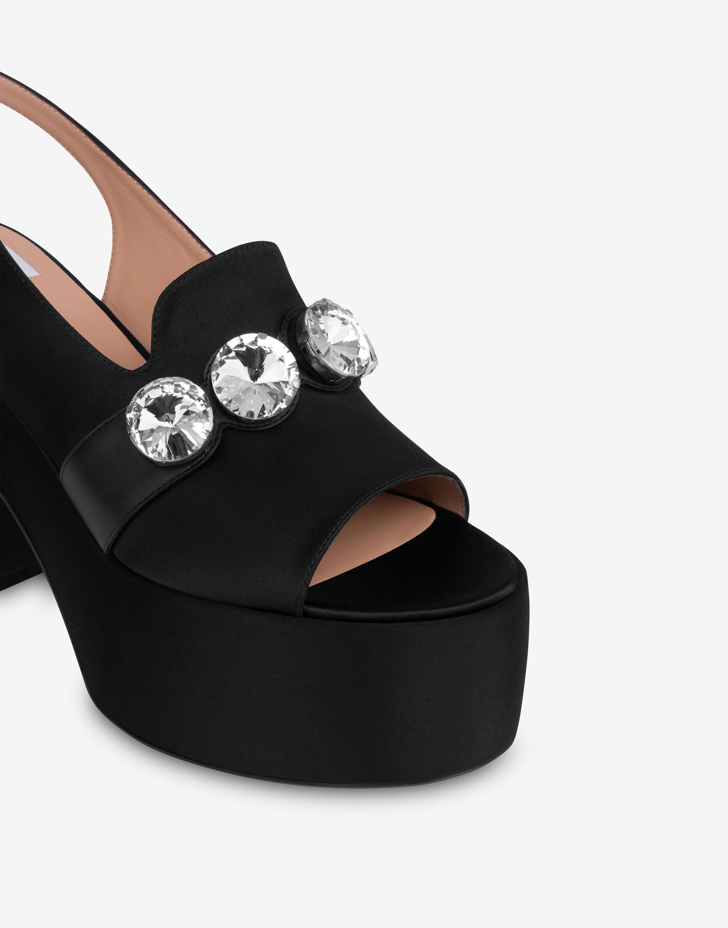 SATIN SANDALS WITH PLATFORM AND JEWEL STONES - 11