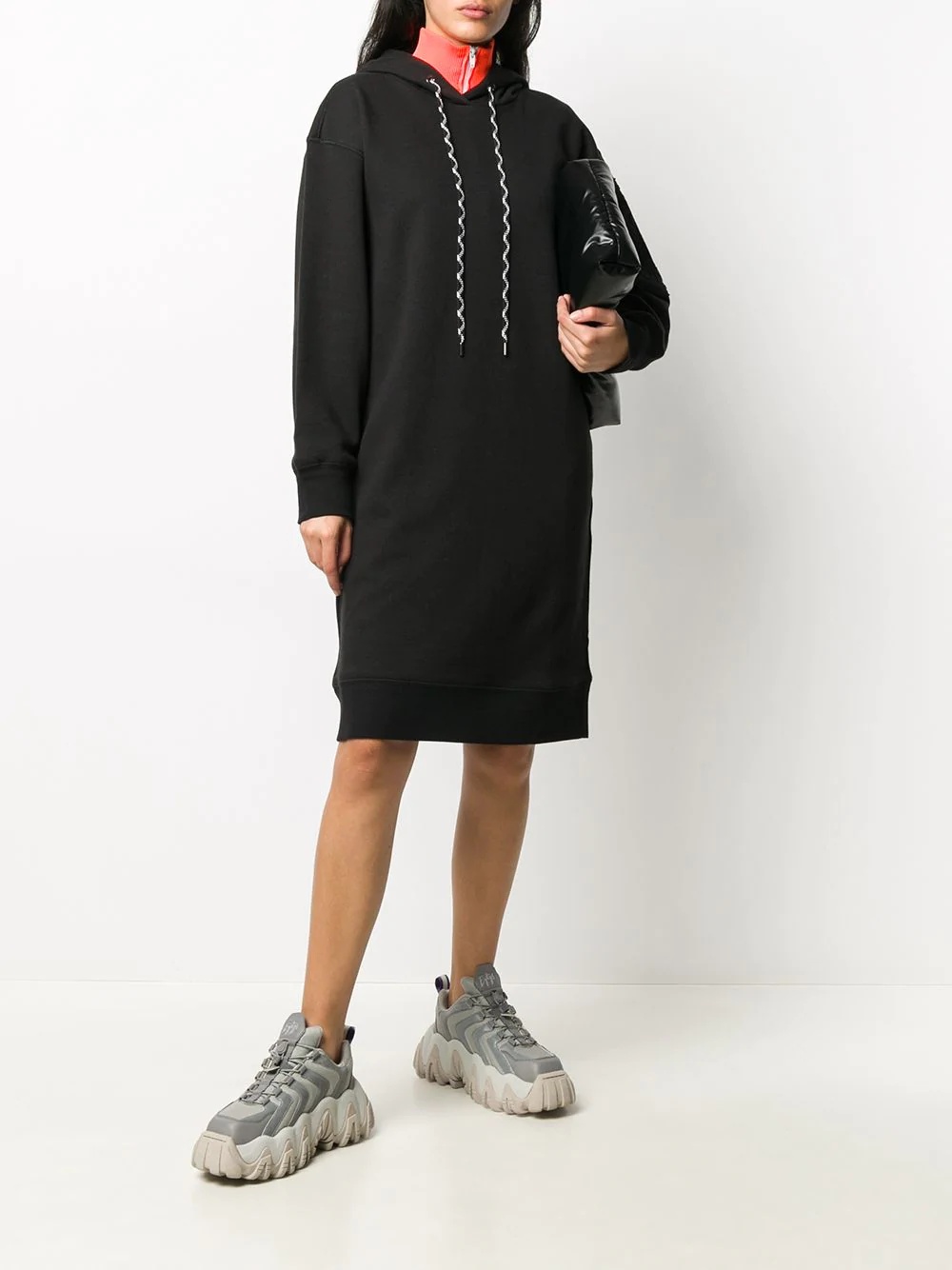 embroidered logo hoodie dress - 2