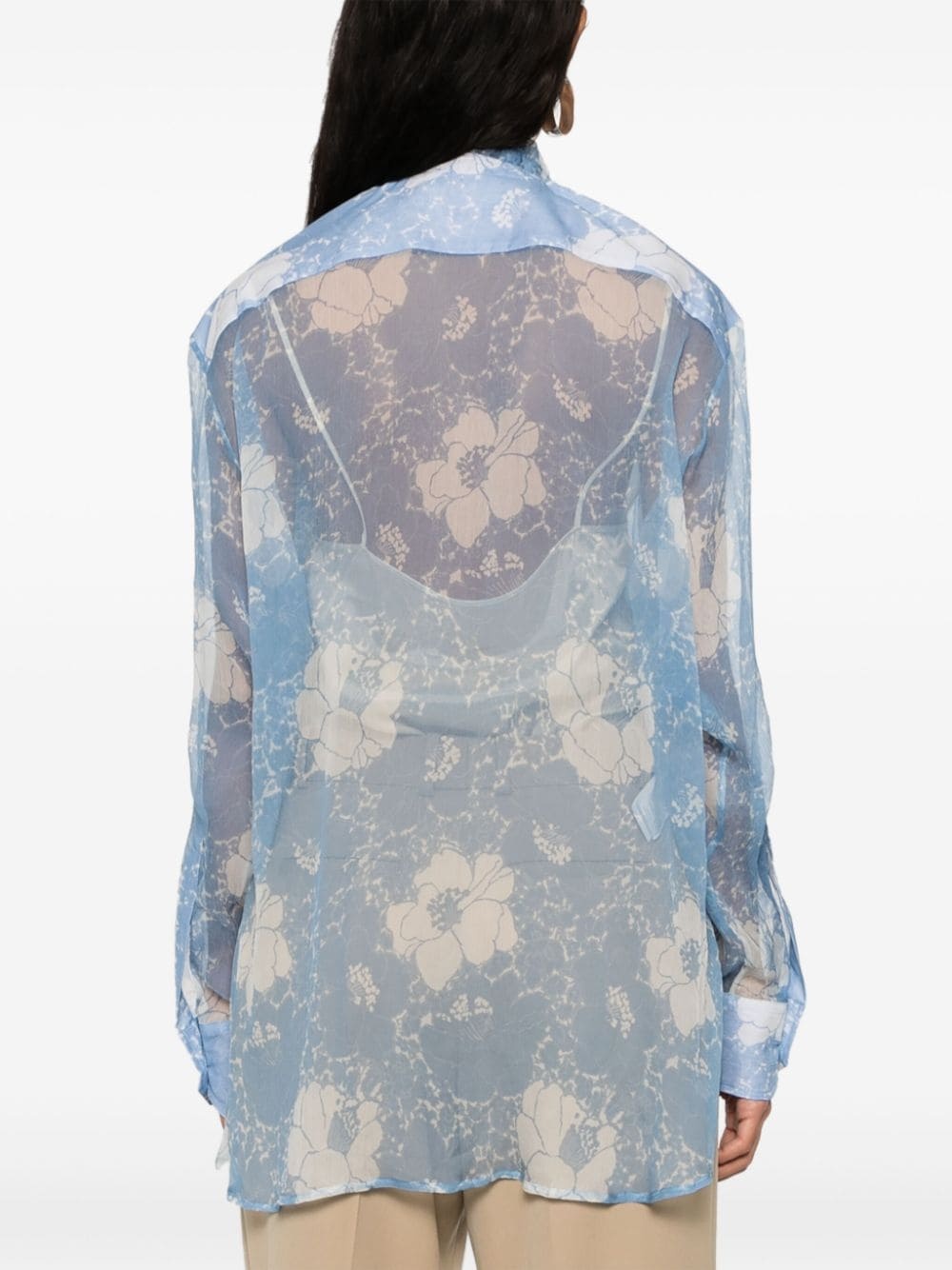 floral silk shirt - 4