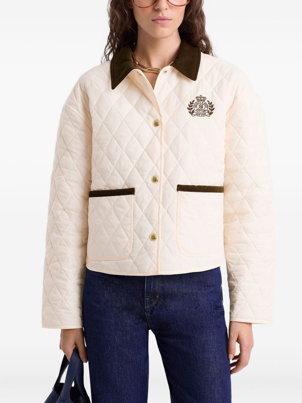 quilted embroidered puffer jacket - 3