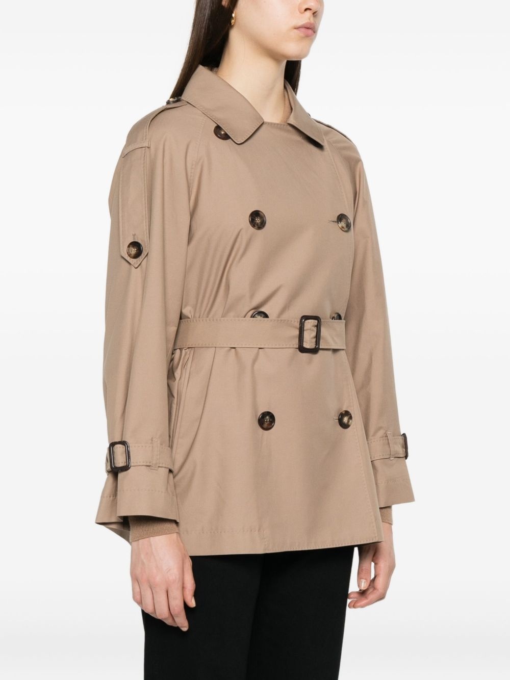 belted double-breasted coat - 3