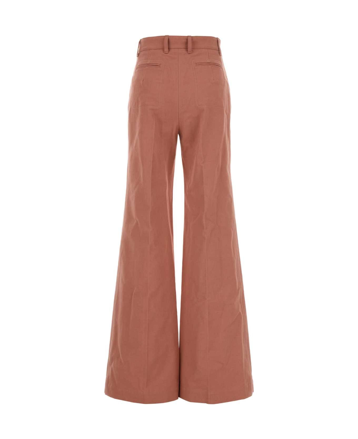 Dark Pink Cotton Flared Leg Pant - 2