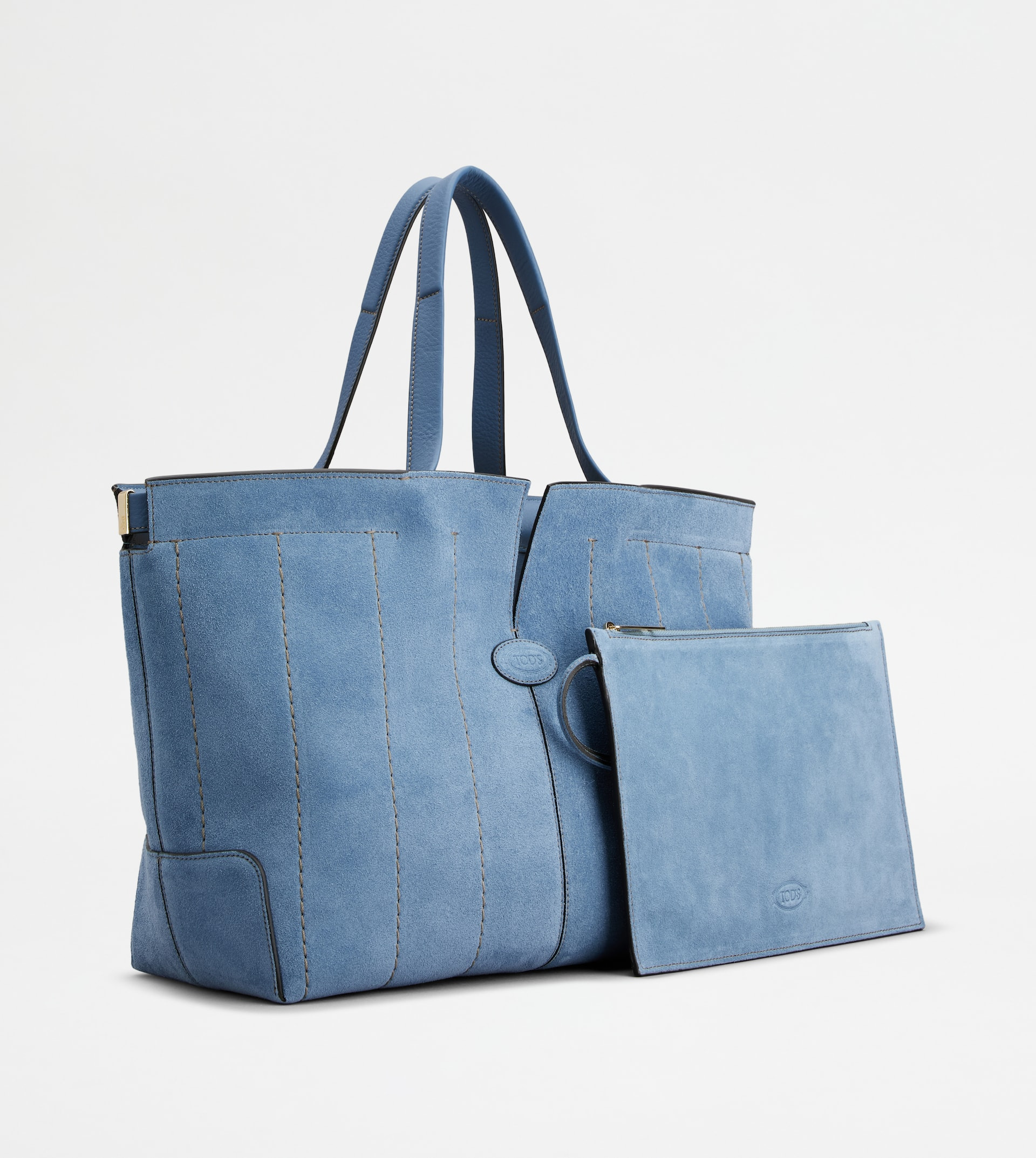 TOD'S DI BAG FOLIO IN SUEDE MEDIUM-SMALL - BLUE - 3