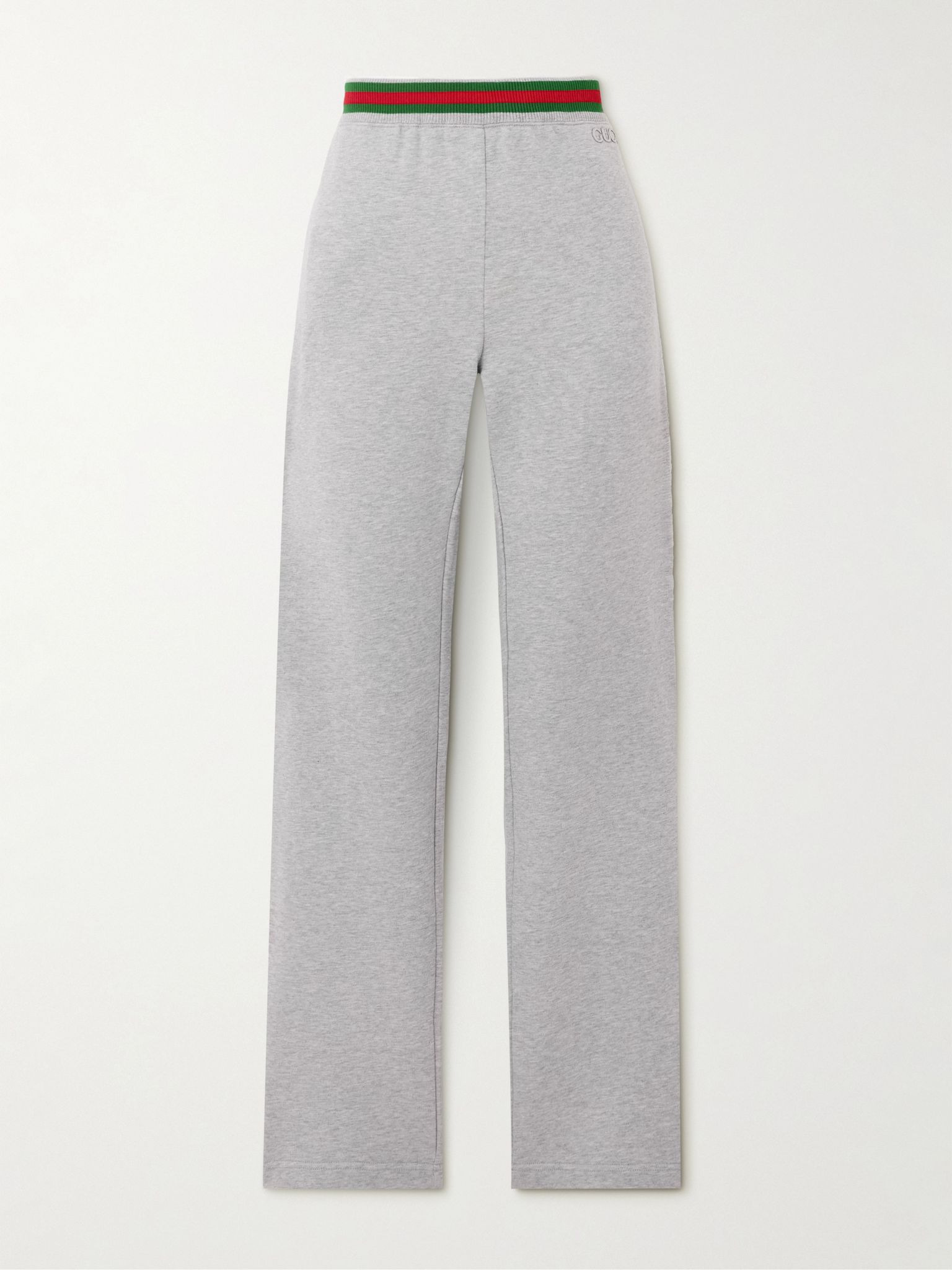 Appliquéd striped cotton-jersey track pants Gray - 1