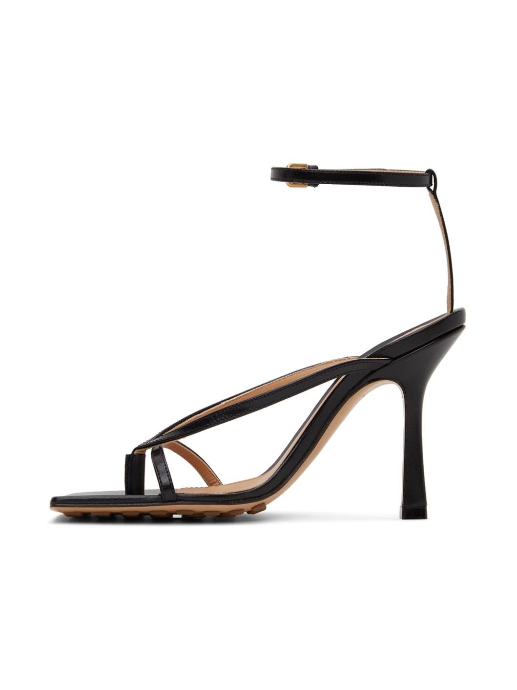 Black Stretch Heeled Sandals - 3