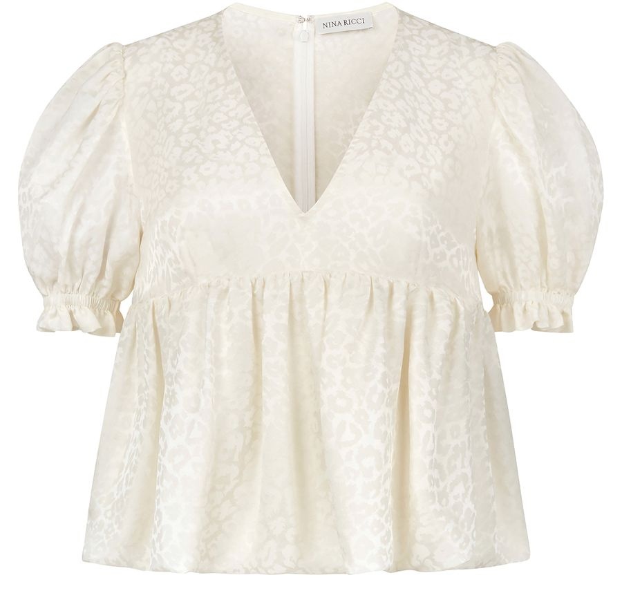 Babydoll top with ruched sleeves - 1