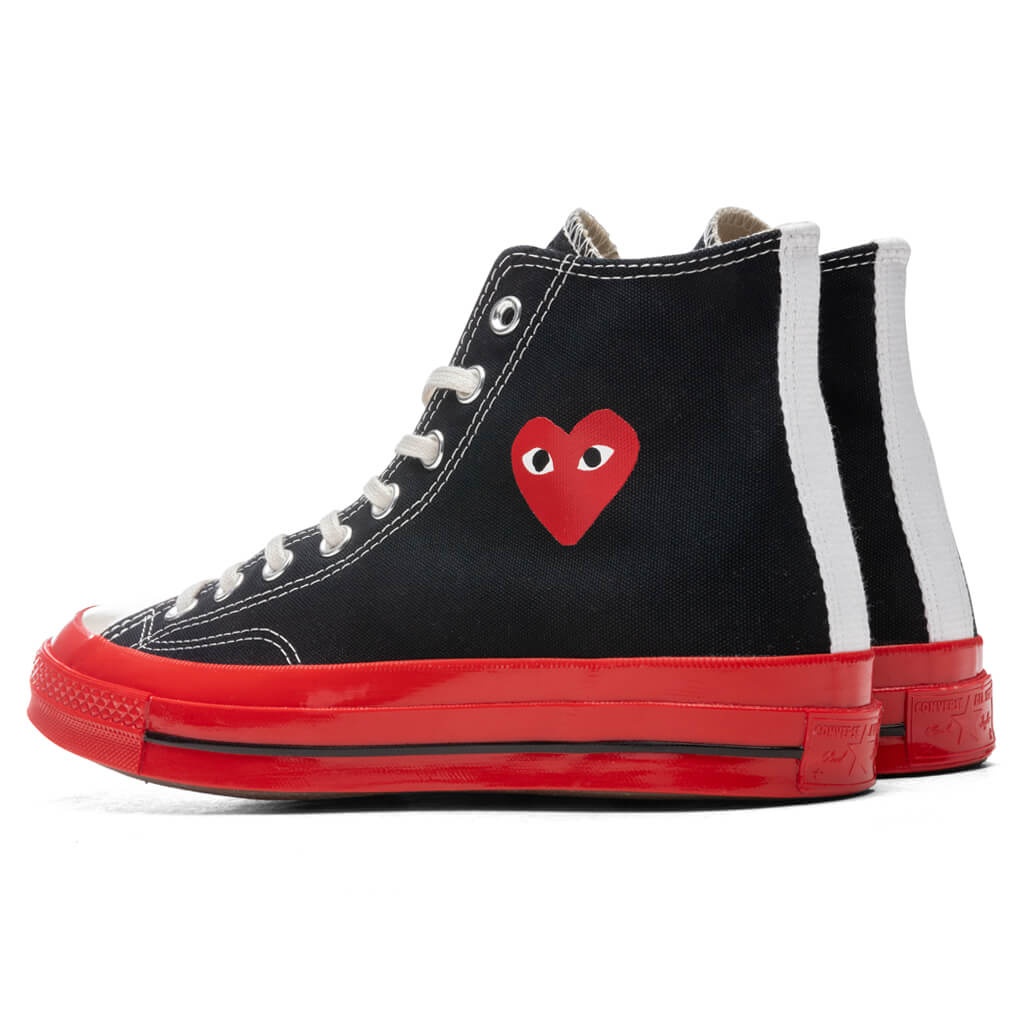 CONVERSE X COMME DES GARCONS PLAY ALL STAR CHUCK '70 HI RED SOLE - BLACK - 3