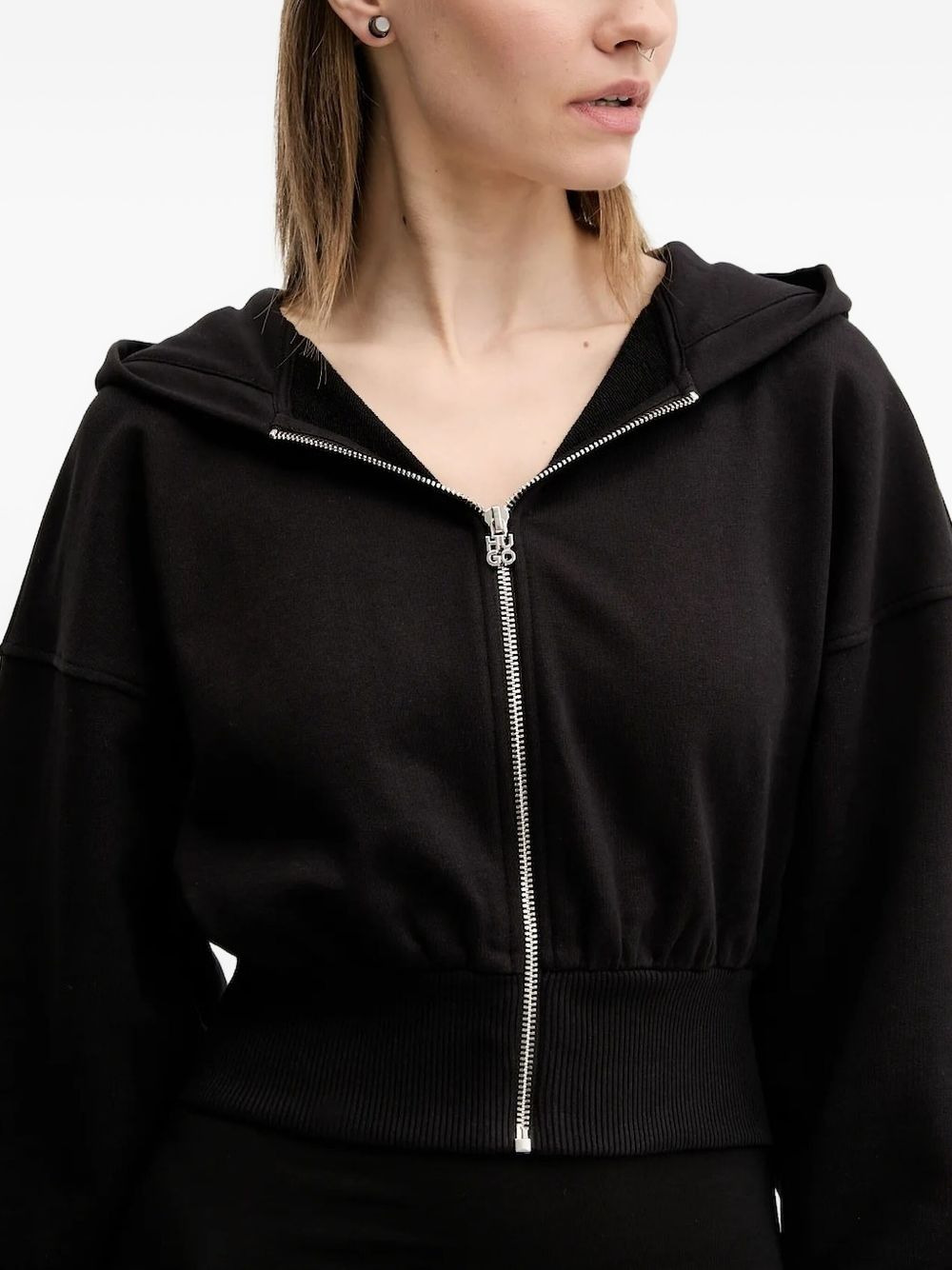 hooded zip-up cardigan - 3