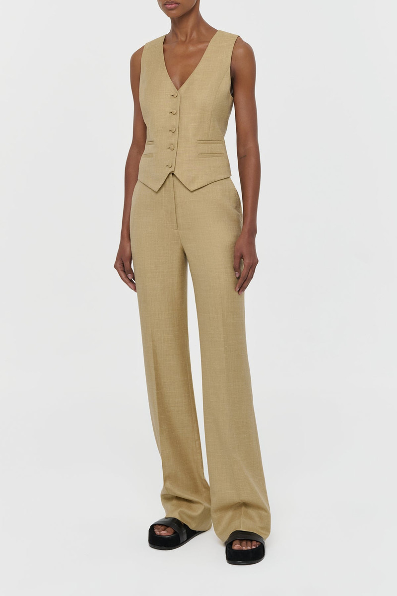 GABRIELA HEARST Coleridge Vest in Hay Virgin Wool Silk with Linen outlook