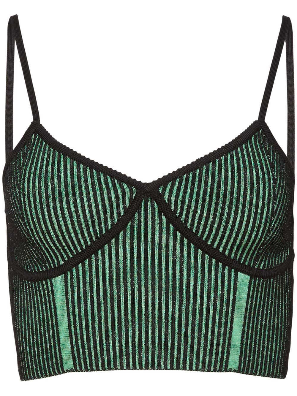 ribbed-knit cropped tank top - 1