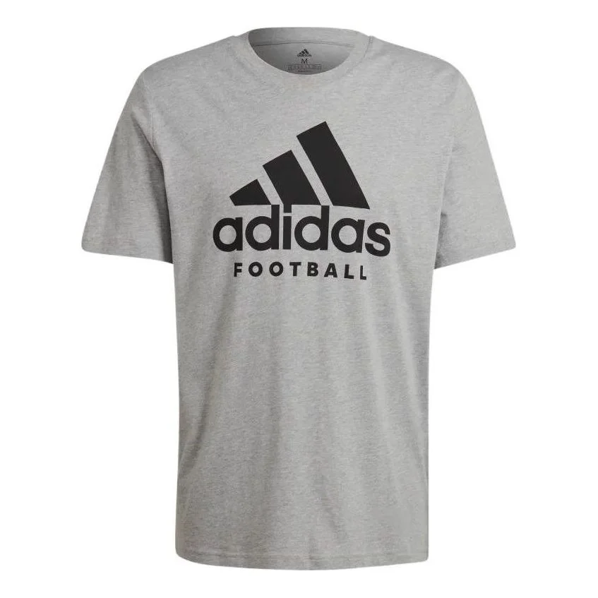 adidas Brand Logo Soccer/Football ribbed Round Neck Short Sleeve Gray HA0906 - 1