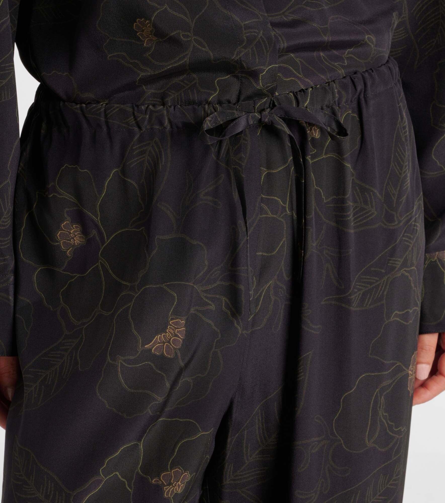 Floral silk straight pants - 4